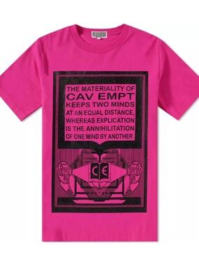 Cav Empt Bright Pink Short Sleeve Graphic Tee with Black Print